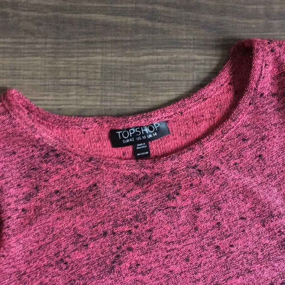Topshop Dress US 10 EUR 42 Long Sleeve Black Pink - Picture 5 of 6